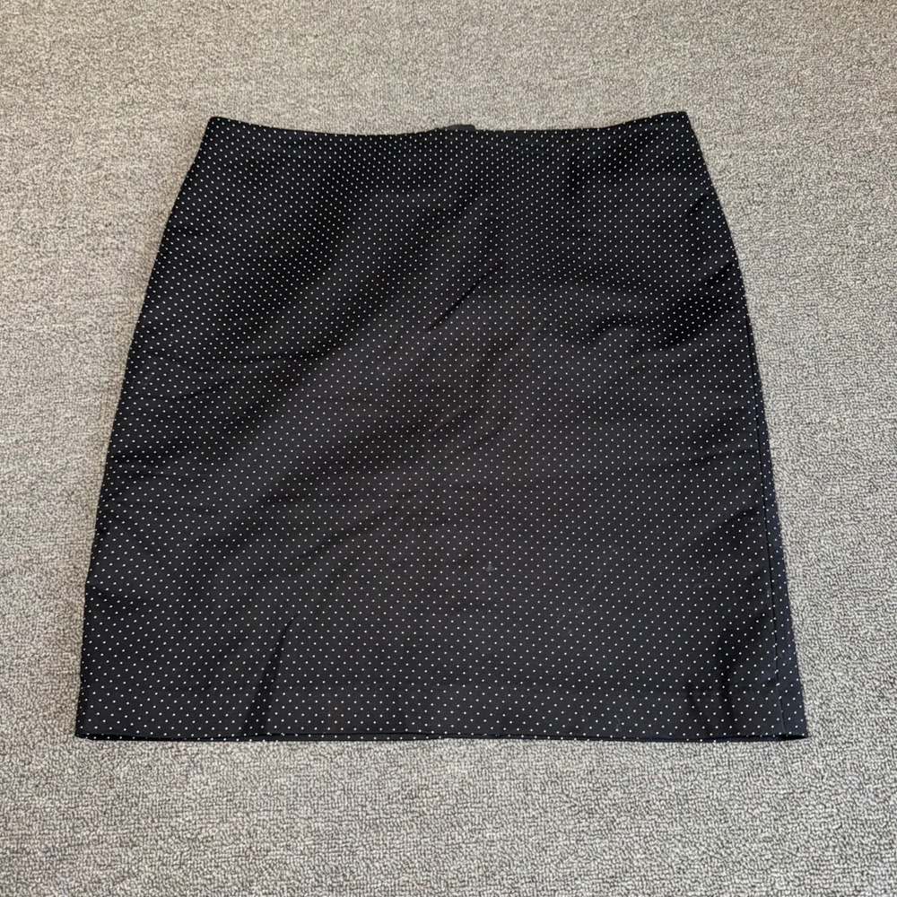 Dalia Collection Black Polka Dot Modern Fit Mini Skirt Size 8 Cotton Office Wear